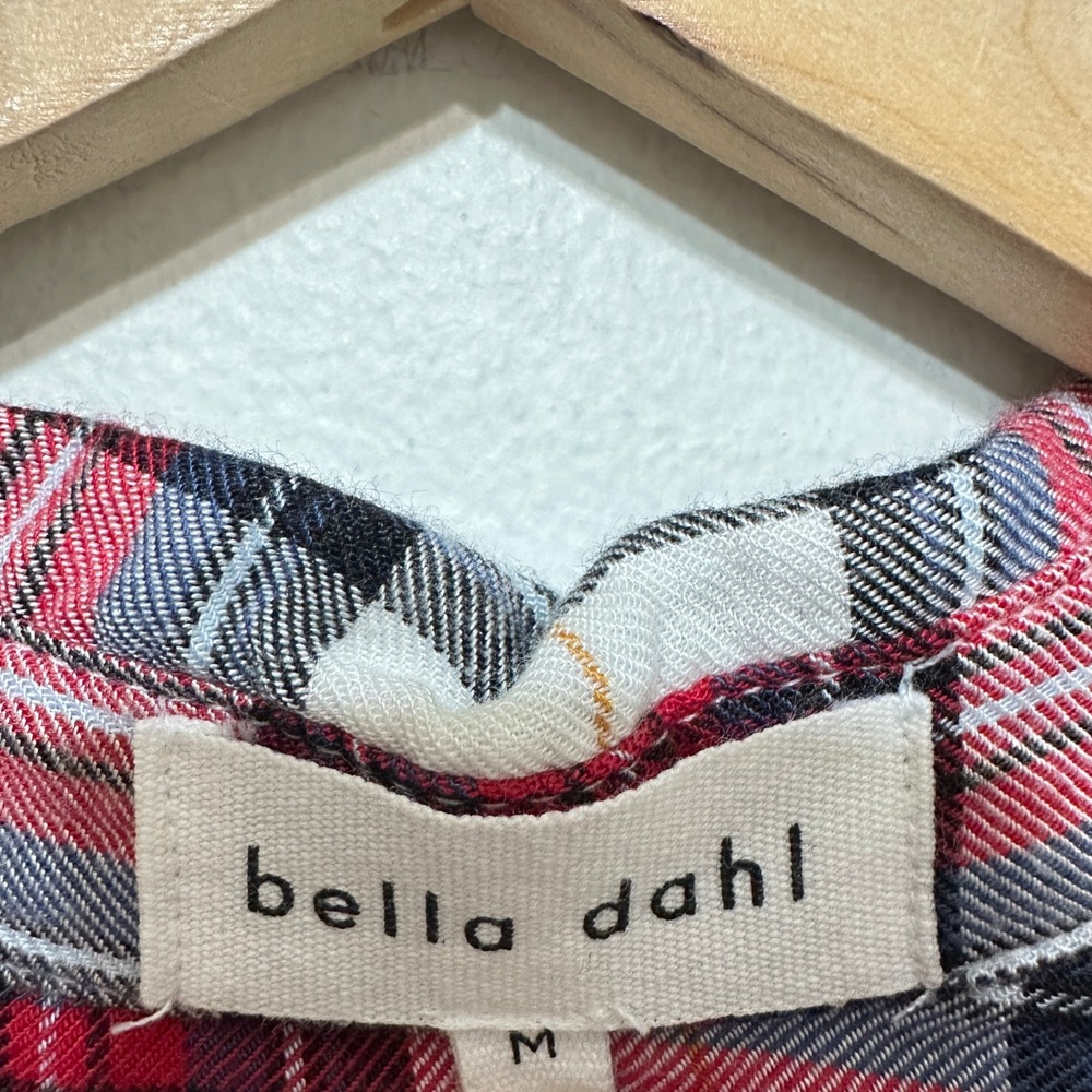 Bella Dahl Plaid Flannel Tie Front Shirt Womens Medium Red Grunge Cabincore - Picture 5 of 9